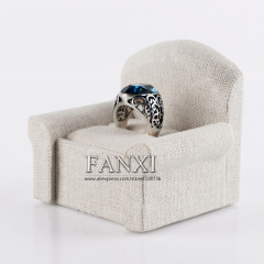 FANXI Elegant Sofa Shape Linen Ring Display Stand For Jewelry Counter Earrings Stud Holder Exhibition