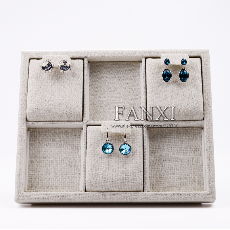 FANXI China Wholesale Linen Foldable 6 Pairs Ear Stud Display Shelves Easel Stylish Earring Stand