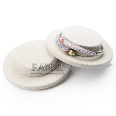FANXI Factory Wholesale Custom Jewelry Display Round Flat Linen Bracelet Bangle Display