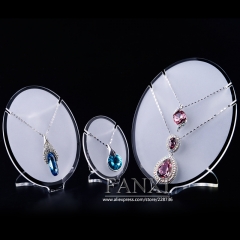 FANXI Wholesale Custom Oval Shape Necklace Display Rack Set Jewelry Display Shelf Stand Matte Acrylic Window Display