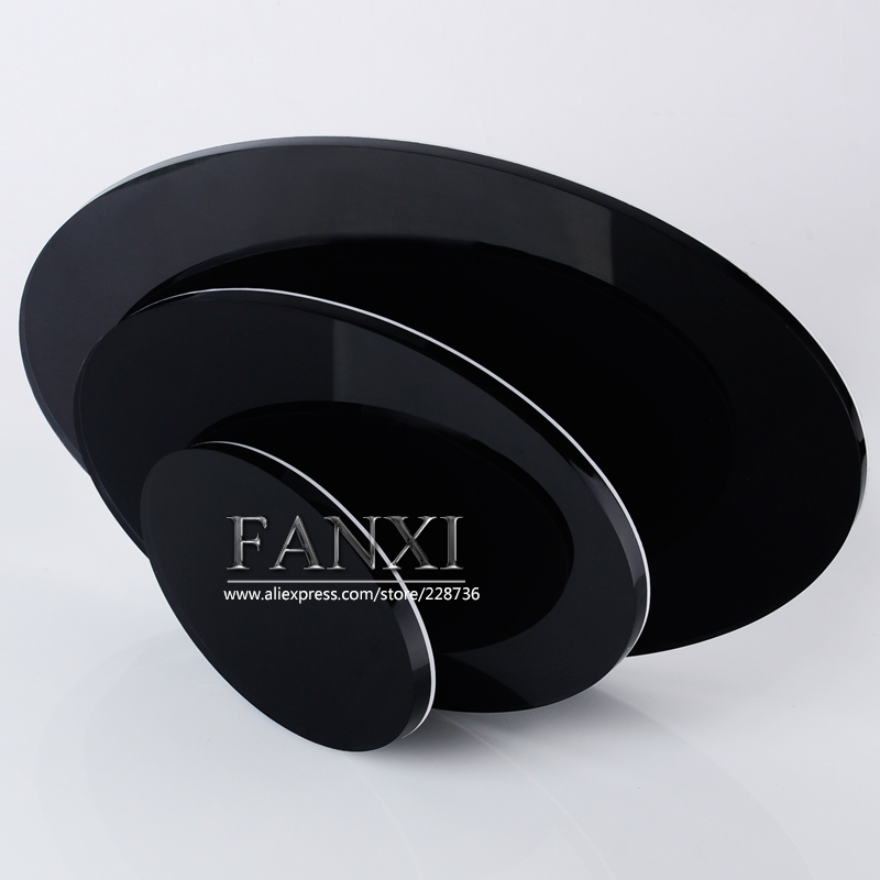 FANXI Factory Custom Exquisite Oval Jewelry Necklace Ring Display Stand Board Set Grey Black White Acrylic Display Case