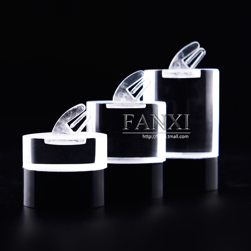 FANXI China Wholesale Factory Custom Transparent White Acrylic Jewellery Hand Ring Holder Black Finger Ring Stand
