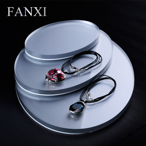 FANXI Factory Custom Exquisite Oval Jewelry Necklace Ring Display Stand Board Set Grey Black White Acrylic Display Case