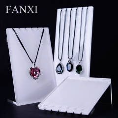 FANXI Factory Custom Jewelry Necklace Display Shelf Stand Set shop window showcase White Silver Acrylic Rack Display Cases