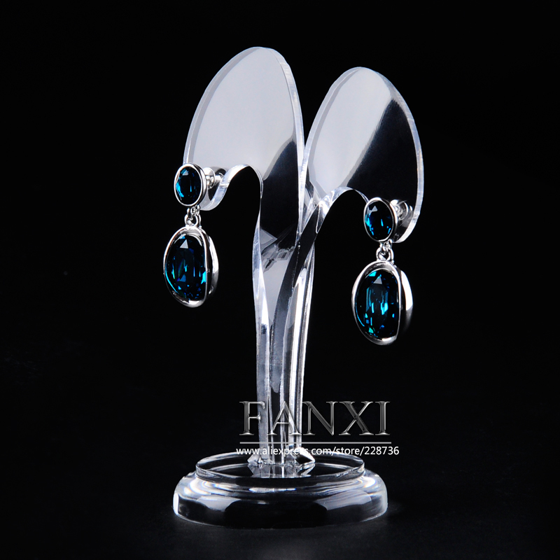 FANXI Wholesale Custom Unique Design Ear Stud Jewelry Display Shelf Stand Clear Acrylic Earrings Display Rack