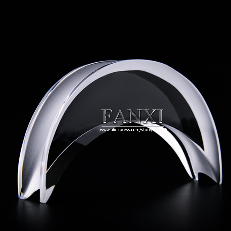 FANXI Factory Wholesale Custom Bracelet Display Shelf Stand Moon Shape Transparent Matte Acrylic Bracelet Display Rack