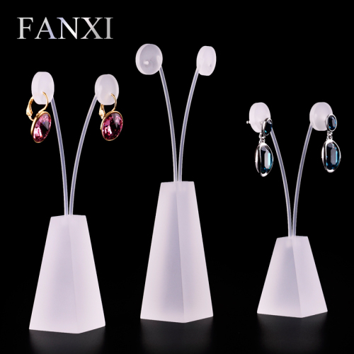 FANXI China Wholesale Factory Custom Jewelry Display Holder With Matte Acrylic Pedestal And Rack Earrings Exhibitor Organizer