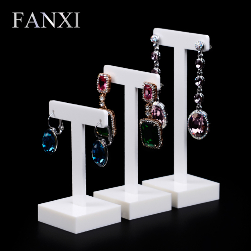 FANXI Wholesale Factory Custom Jewellery Display Hanger For Shop Window Store Counter Show Milk White Acrylic Earrings Organizer