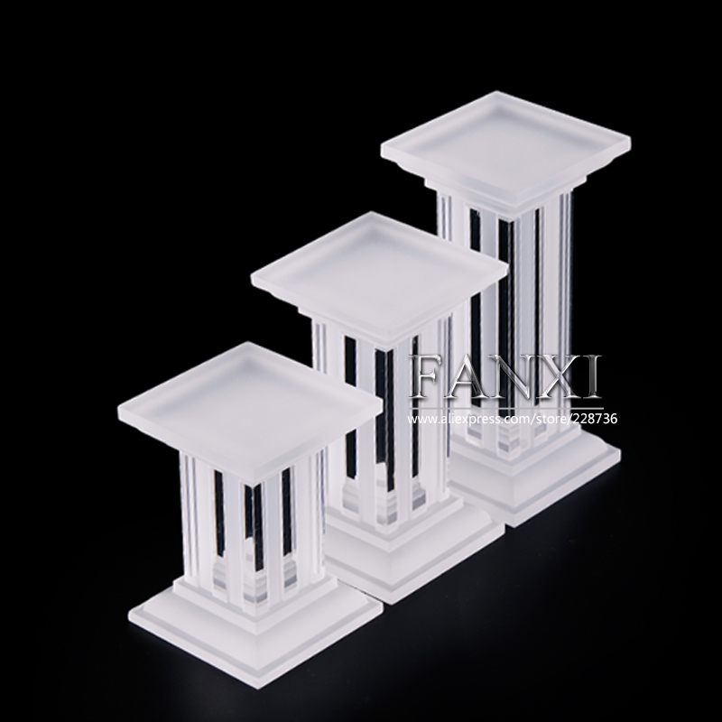 FANXI Custom Luxurious Roman Pillars Style Jewelry Ring Necklace Display Stand Set All Match Matte Acrylic Jewelry Stand Prop