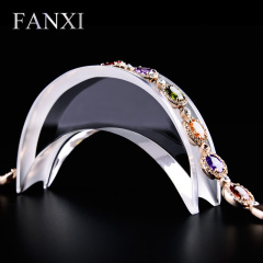 FANXI Factory Wholesale Custom Bracelet Display Shelf Stand Moon Shape Transparent Matte Acrylic Bracelet Display Rack