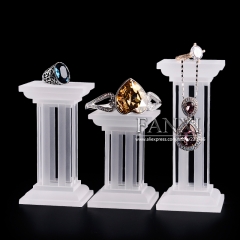 FANXI Custom Luxurious Roman Pillars Style Jewelry Ring Necklace Display Stand Set All Match Matte Acrylic Jewelry Stand Prop
