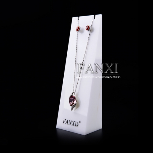 FANXI Custom Logo Necklace Pendant Presenting Holder Pendant Necklace Thin White Acrylic Display Stand