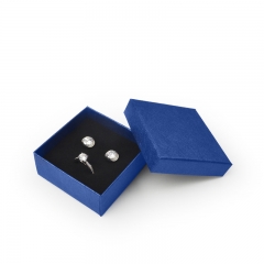 FANXI Custom Paper Packaging Box With Foam Insert For Ring Earrings Necklace Storage Navy Blue Cardboard Box