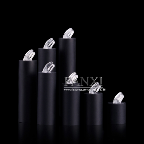 FANXI Factory Manufacture Window Ring Display Different Height Black Acrylic Ring Stand