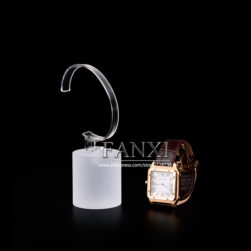 FANXI Luxury Milk White Acrylic C Ring Watch Display Stand For Counter Showcase Exhibitor