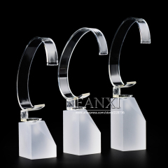 FANXI Wholesale custom bangle jewelry exhibitor props with matte acrylic pedestal transparent C-ring watch display stand