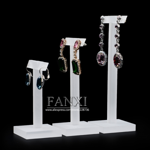 FANXI Wholesale factory custom size logo frosted plexiglass jewelry display stand shop showcase matte acrylic earrings holders