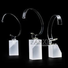 FANXI Wholesale custom bangle jewelry exhibitor props with matte acrylic pedestal transparent C-ring watch display stand