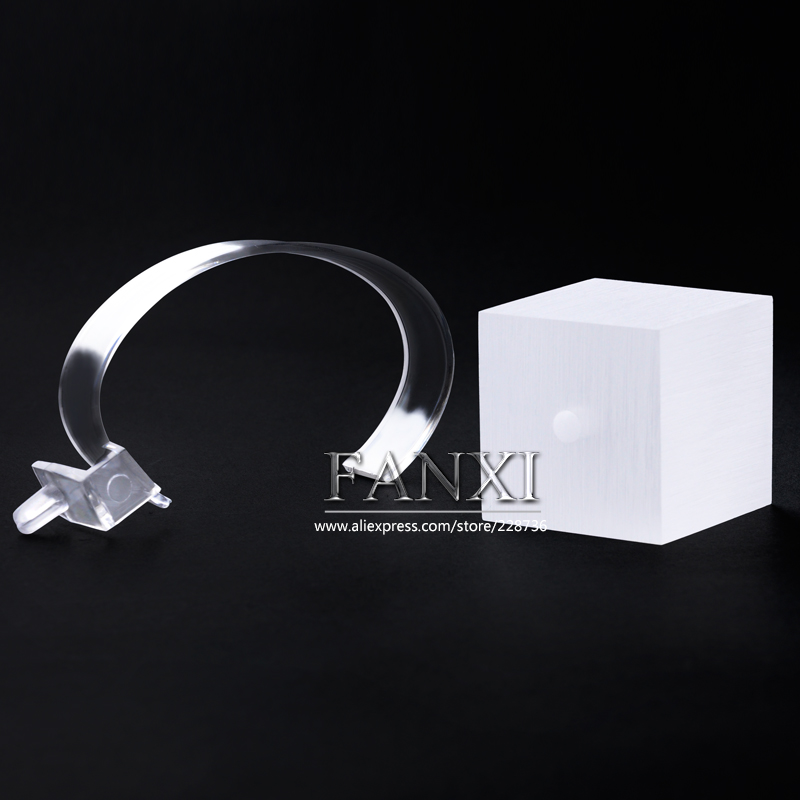 FANXI Luxury Milk White Acrylic C Ring Watch Display Stand For Counter Showcase Exhibitor