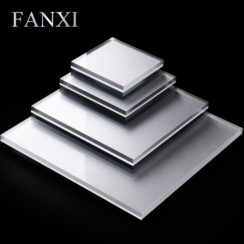 FANXI Professional Custom Logo Jewelry Ring Bracelet Necklace Display Stands Set Clear Board White Acrylic Floor Display Stand