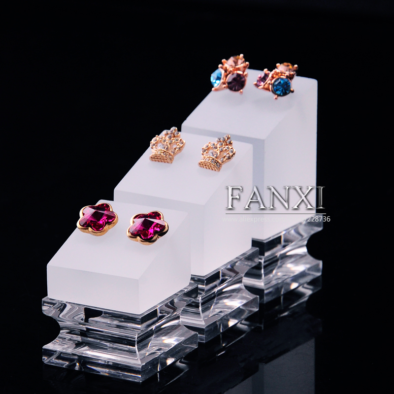 FANXI Jewelry Display Stand For Earring And Ear Stud Frosted And Transparent Acrylic Earrings Exhibitor Organizer