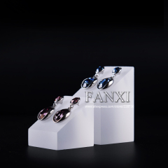 FANXI Wholesale custom frosted organic glass jewellery display stand shop counter window show case matte acrylic earring holders