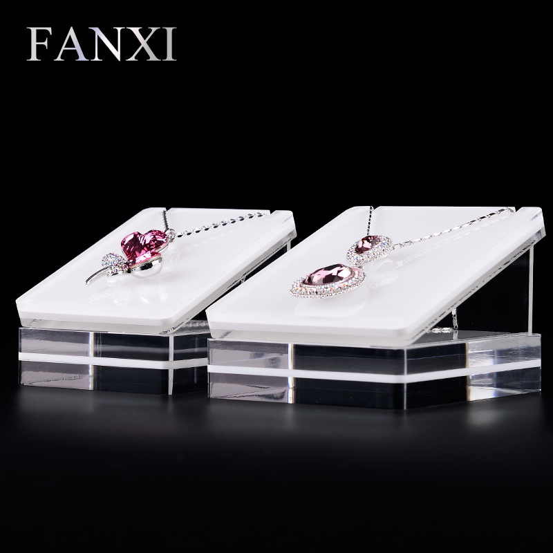 FANXI Exquisite Custom Acrylic Jewelry Ring Bracelet Necklace Display Set High Transparency Blocks Free Match Acrylic Stand