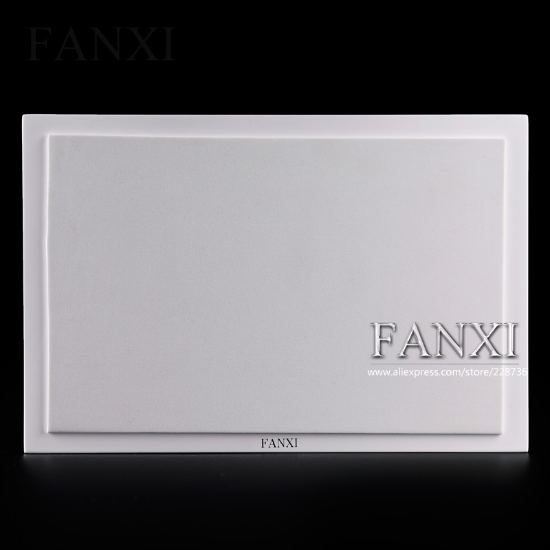 FANXI Luxury Jewellery Display Serving Trays With Gray Insert For Ring Necklace Bracelet White Lacquer Jewelry Tray