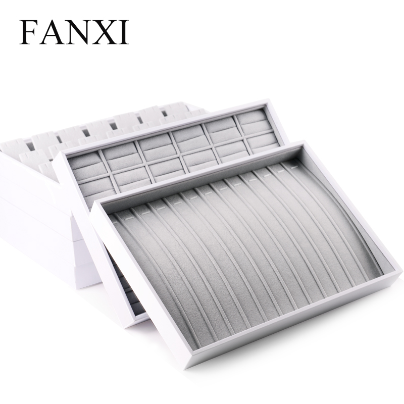FANXI Custom Wholesale Stackable Leather Necklace Jewellery Organizer Packing Bracelet Jewelry Tray