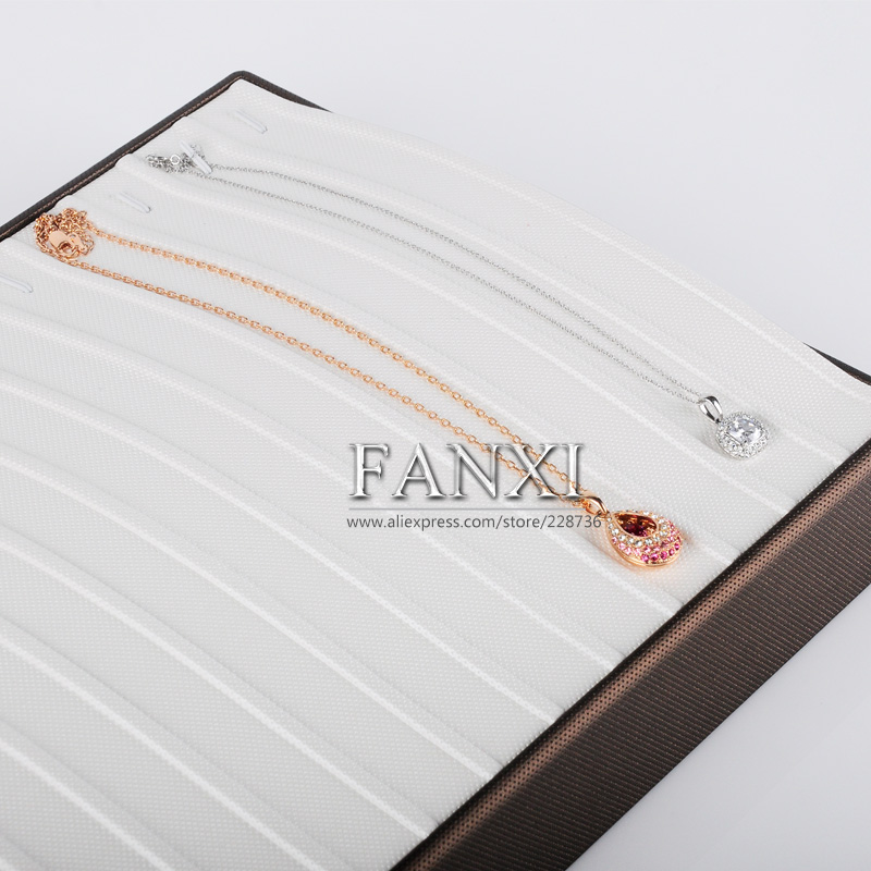 FANXI Original Design Jewelry Display Jewelry Storage Coffee Color Removable Insert PU leather Wood Jewelry Tray