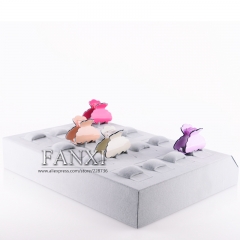FANXI Factory Custom Logo Size Color Grey Velvet Insert Acrylic Hair Pin Bobby Pin Display Tray