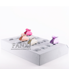FANXI Factory Custom Logo Size Color Grey Velvet Insert Acrylic Hair Pin Bobby Pin Display Tray