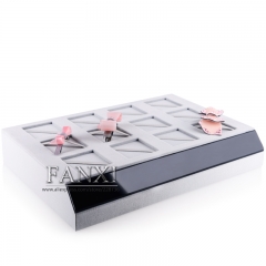 FANXI Factory Custom Logo Size Color Grey Velvet Insert Acrylic Hair Pin Bobby Pin Display Tray