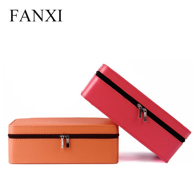 FANXI Wholesale Custom New Fashion Portable PU Leather Earrings Ring Pendant Trinkets Case Jewelry Kits Storage Package Box Jewelry Carrying Case