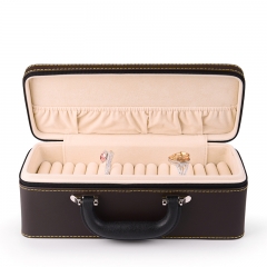 FANXI Factory Custom Coffee or Black Color PU Leather Velvet Insert Traveling Business Using Jewelry Storage Case