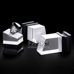 FANXI Wholesale Stock Elegant Black And Transparent Plexiglass Jewellery Shop Counter Showcase Acrylic Ring jewelry Display