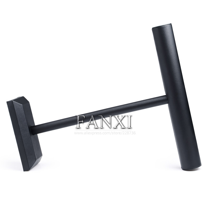 FANXI Stock Elegant Black PU Leather Jewelry Display Stand Watch Bangle Bracelet Organizer T Bar Jewelry Display Stand