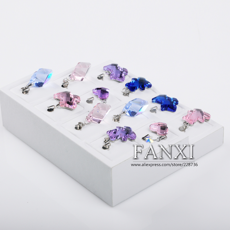 FANXI Jewelry Display Manufacturer White PU Leather Jewelry Display 12 Grids Pendant Earring Display Tray