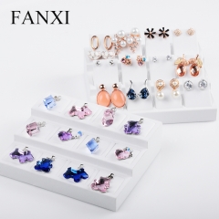 FANXI Jewelry Display Manufacturer White PU Leather Jewelry Display 12 Grids Pendant Earring Display Tray