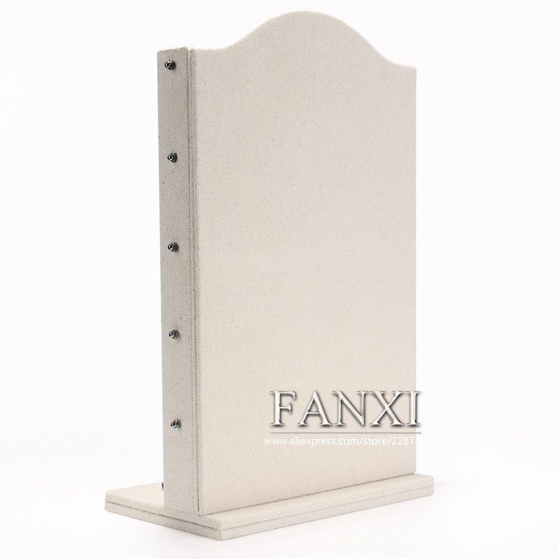 FANXI Economic Custom Beige Linen And Black Velvet Earring Display Stand For Ear Stud Exhibitor High Earings Display Rack