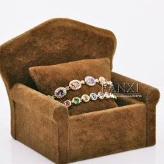 FANXI Wholesale Custom China Multi-color Wood Bracelet Display Stand SOFA Design Velvet Jewelry Cabinet Display