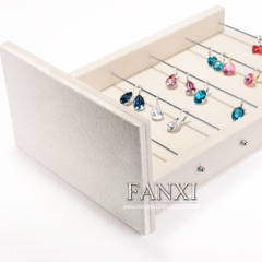 FANXI Economic Custom Beige Linen And Black Velvet Earring Display Stand For Ear Stud Exhibitor High Earings Display Rack