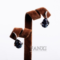 FANXI Chinese Custom Earrings Holder Stand Silver Grey Velvet Display Shelf Rack Stand Set Jewelry Display Set