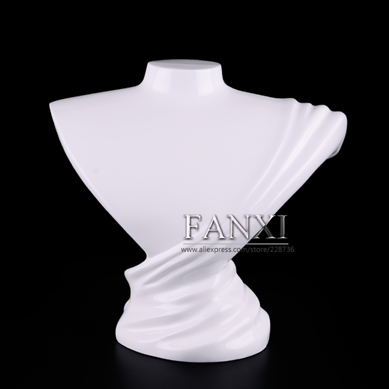 FANXI Custom Resin Jewelry Display Organizer For Pendant Shop Counter White Lacquer Necklace Mannequin