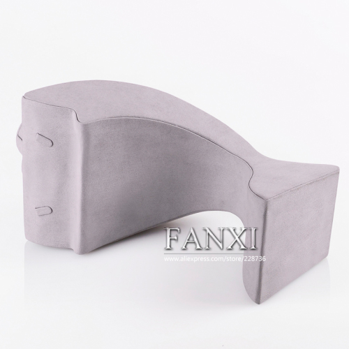 FANXI Custom Logo Luxury Jewelry Shop Counter Exhibitor For Necklace Pendant Gray Leather Necklace Display Bust