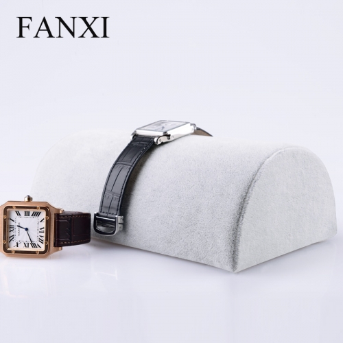 FANXI Factory Custom Black Coffee Grey Color Display Watch Necklace Bracelcet Velvet Wood Jewelry Display Base