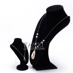 FANXI Chinese Custom Elegant Black Velvet Mannequin Curvy Jewelry Necklace Pendant Display Standing Doll Necklace Display Bust