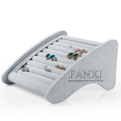 FANXI Jewelry Display Factory Wholesale MDF Wood Velvet Jewellery Ring Display Stand