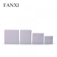 FANXI Custom Wholesale Coated Paper Jewelry Gift Box Shopping Bag Ribbon Portable Rope Purple Color Paper box Paper Bag