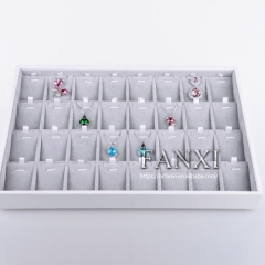 FANXI China Supplier Custom Fashion White PU Leather Necklace Holder Showcase Stackable Wood Jewellery Display Tray